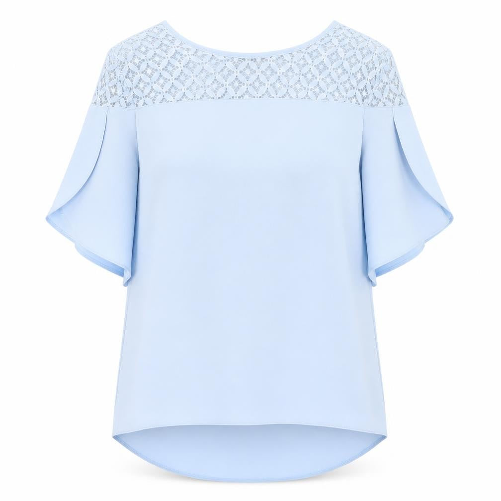 Front view of F&F women’s blue basic blouse, size UK 6