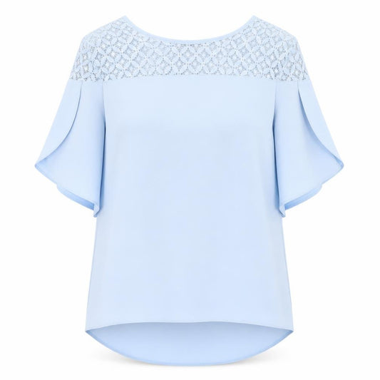 Front view of F&F women’s blue basic blouse, size UK 6