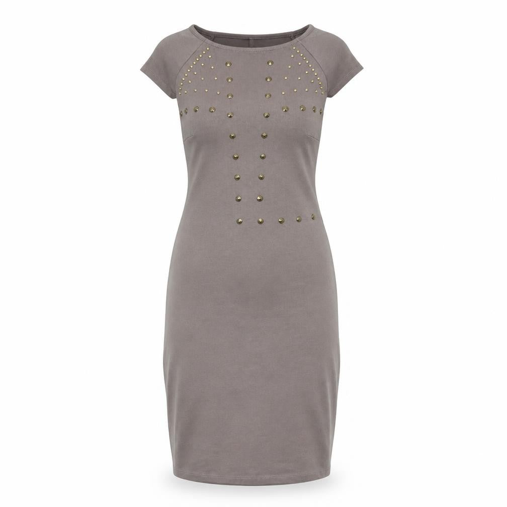 Front view of Berge women’s beige bodycon, size S