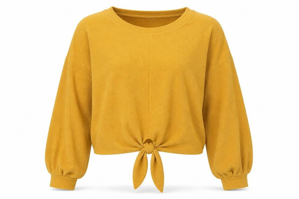 Front view of H&M women’s yellow jumper, size S