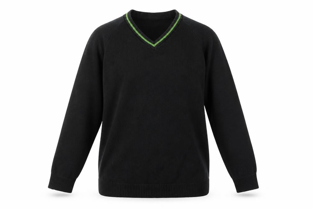 Front view of anglia boys’ black jumper, size 15-16, years