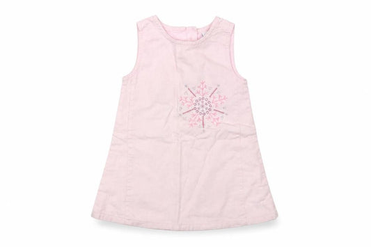Front view of Tu Baby Pink Geometric Jumper Dress, size 9-12, Months - Christmas