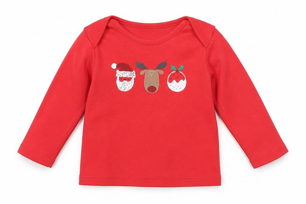 Front view of F&F Baby Red Geometric Basic T-Shirt, size 6-9, Months
