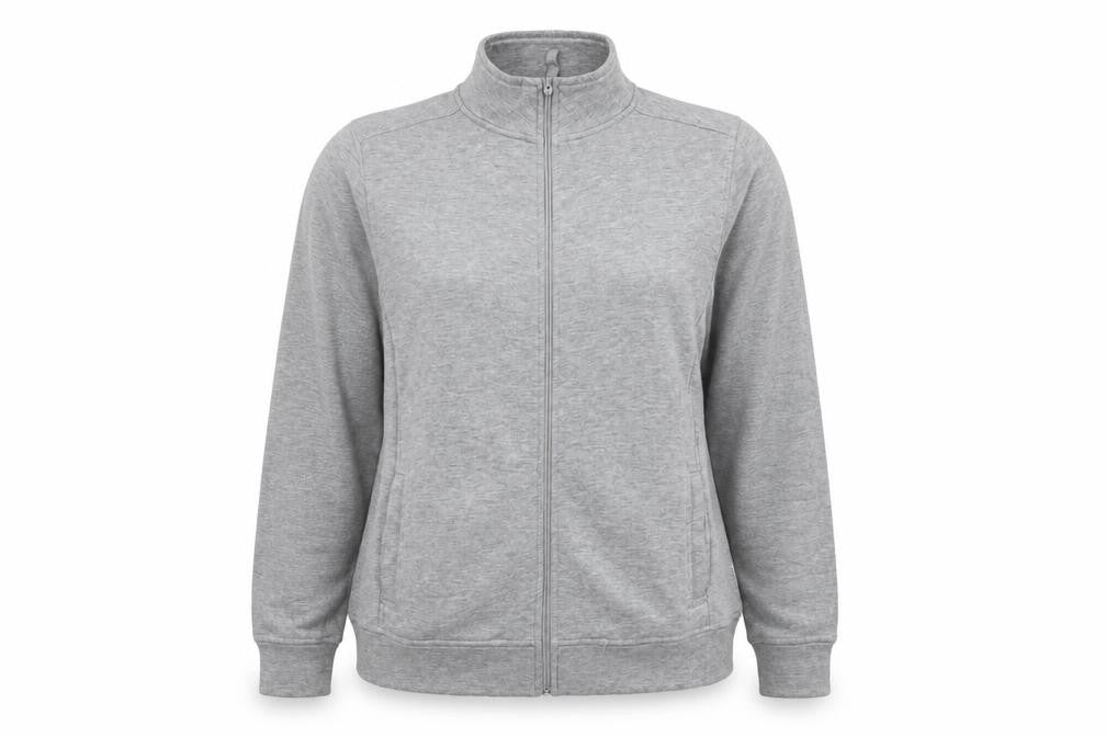 Front view of Bonmarché women’s grey full zip sweatshirt, size M