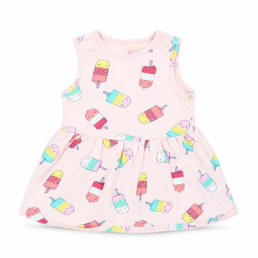 Front view of F&F Baby Pink Fit & Flare, size 9-12, Months - Ice lolly print