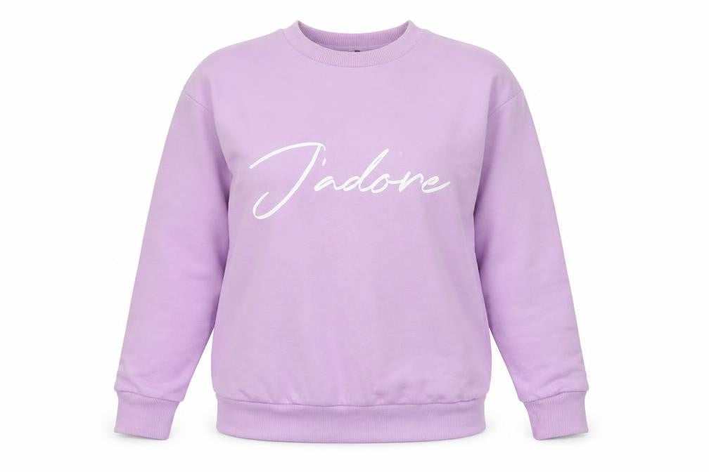 Front view of Pep&Co women’s purple pullover sweatshirt, size S