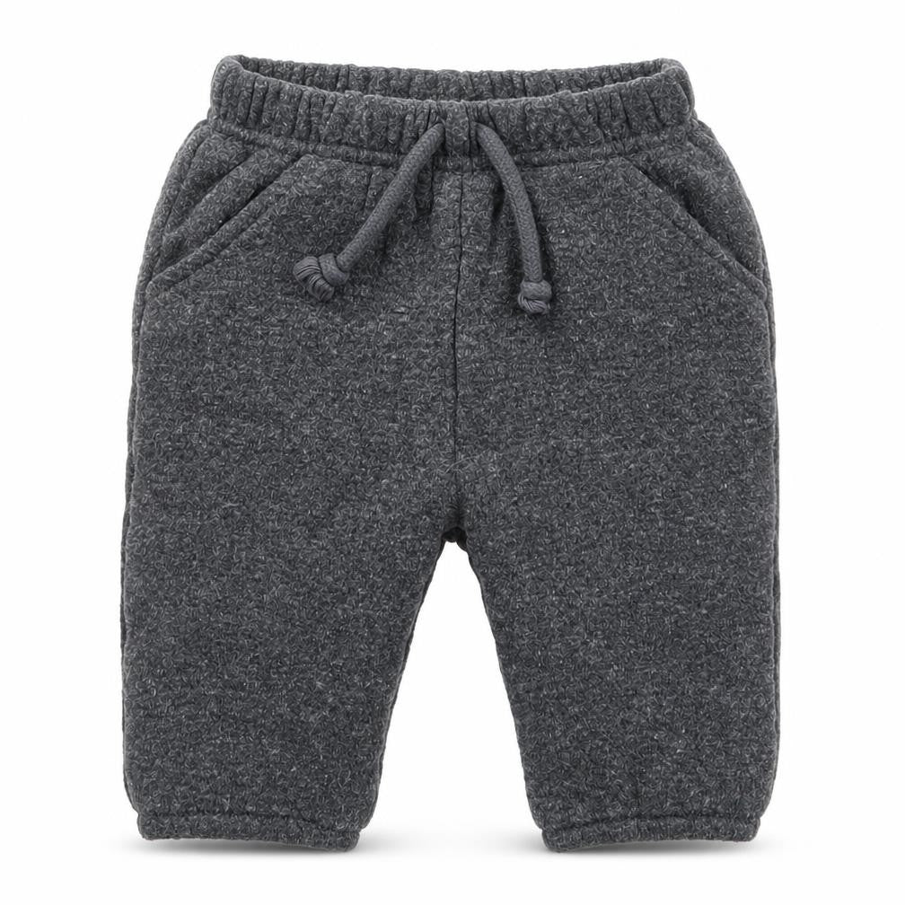 Front view of mamas & papas boys’ grey sweatpants, size 0-3, months