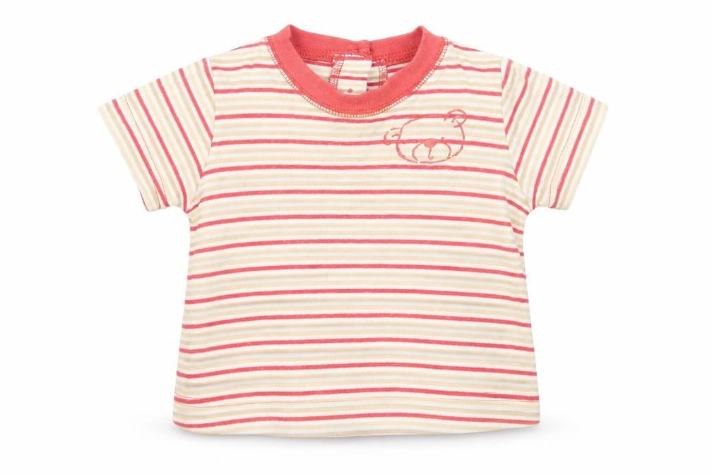 Front view of George Baby Red Striped Basic T-Shirt, size 3-6, Months