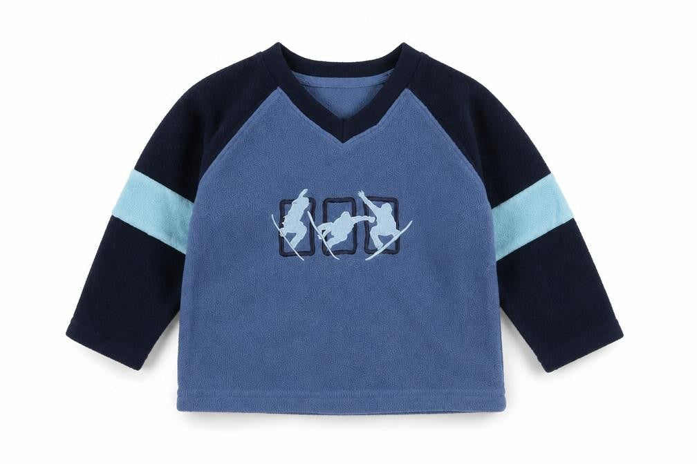 Front view of morris mouse Baby Blue jumper, size 12-18, Months
