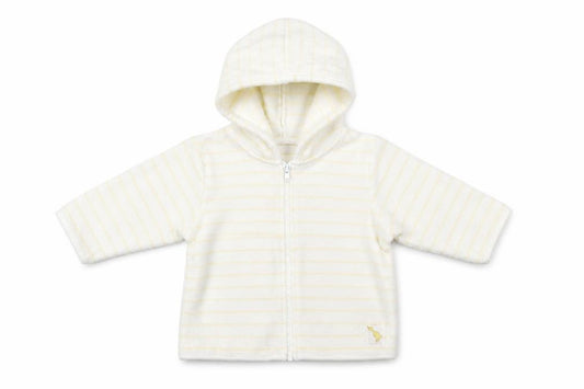 Front view of George Baby White Striped Full Zip Jumper, size 3-6, Months