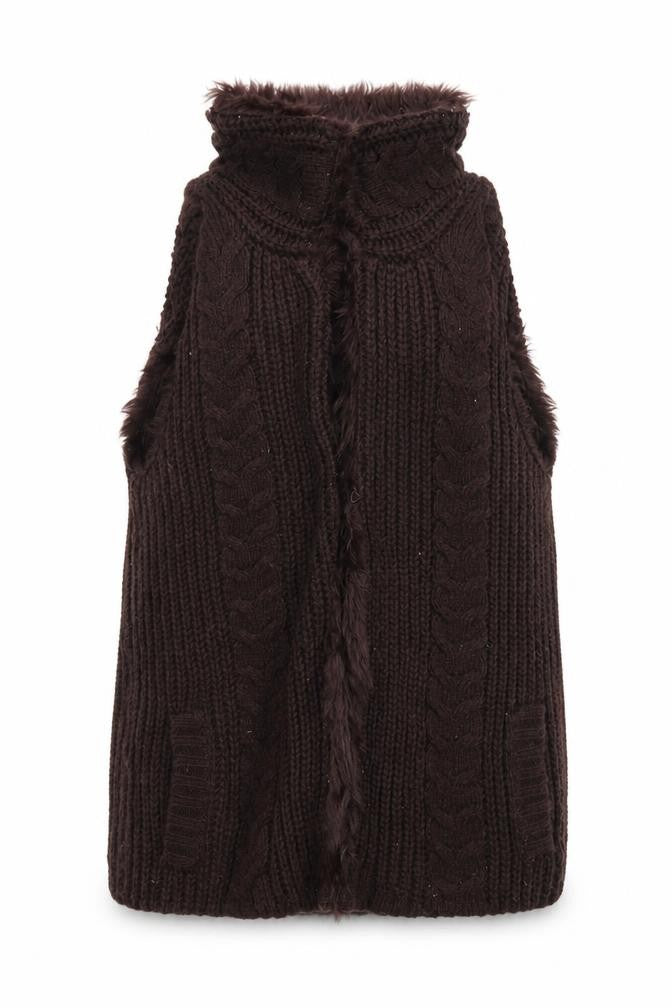Front view of sisters women’s brown gilet coat, size M