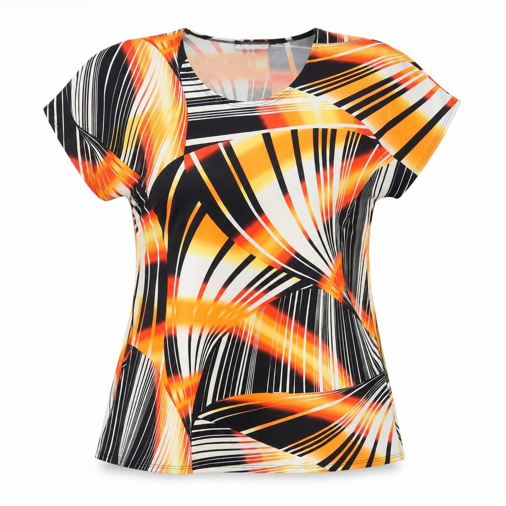 Front view of Saloos women’s orange basic blouse, size M