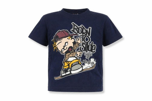 Front view of french spirit boys’ blue basic t-shirt, size 2, years