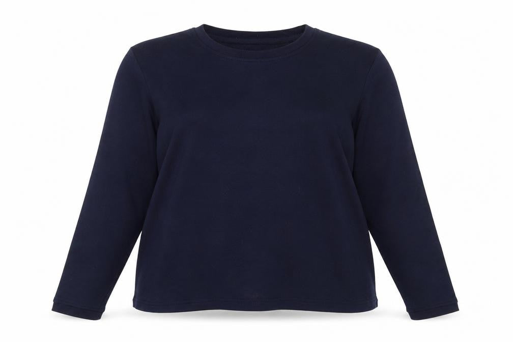 Front view of Joie de vivre women’s blue jumper, size UK 16