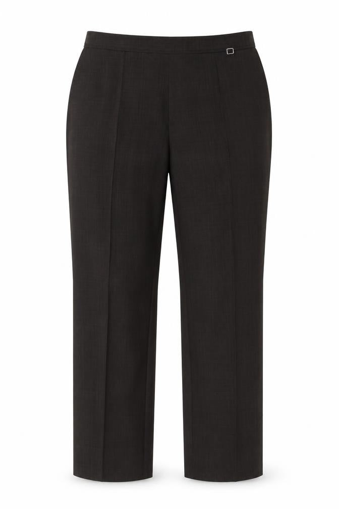 Front view of Marks & Spencer women’s brown trousers, size UK 18, 26-inch leg