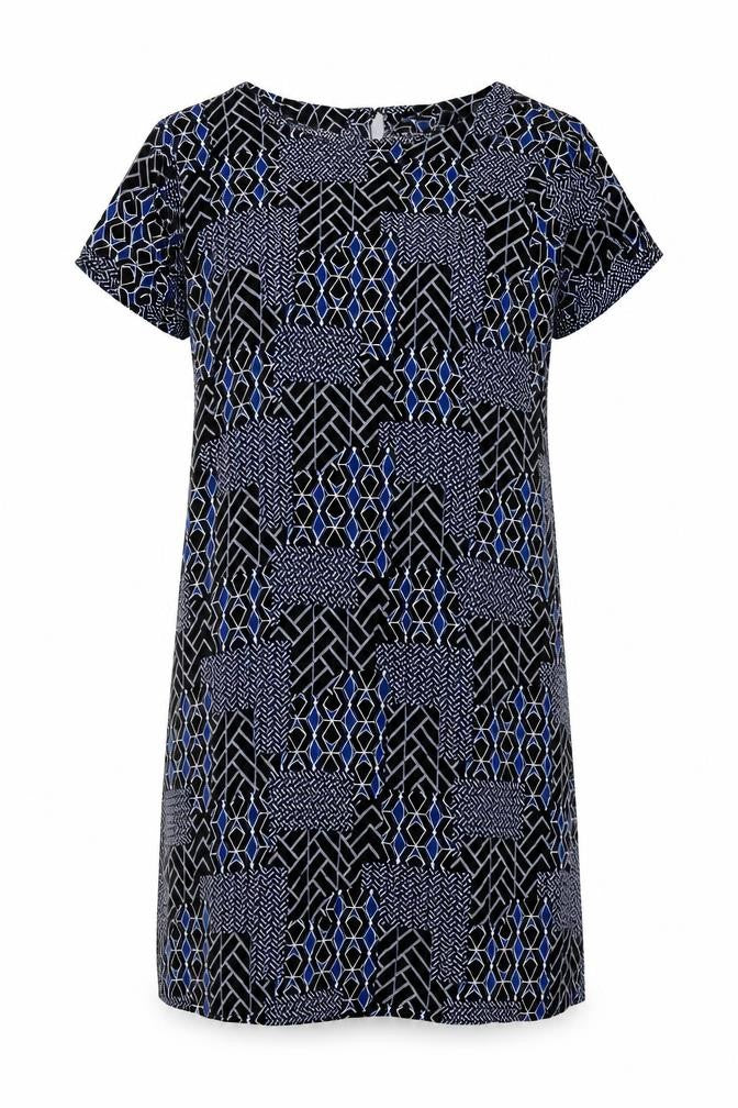 Front view of New Look women’s multicoloured geometric shift, size UK 14
