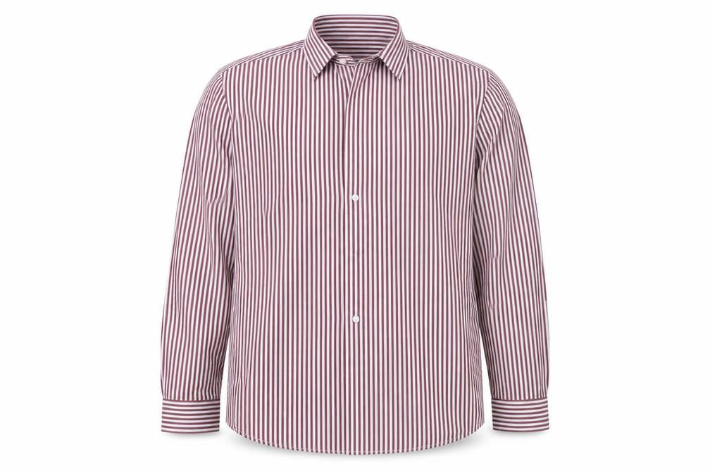 Front view of Matalan men’s red striped button-up, size 16.5