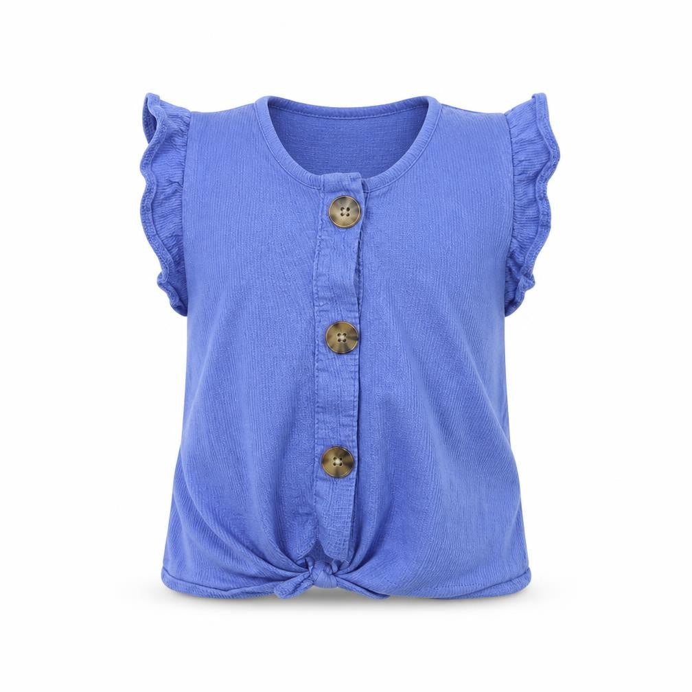 Front view of F&F girls’ blue basic blouse, size 5-6, years