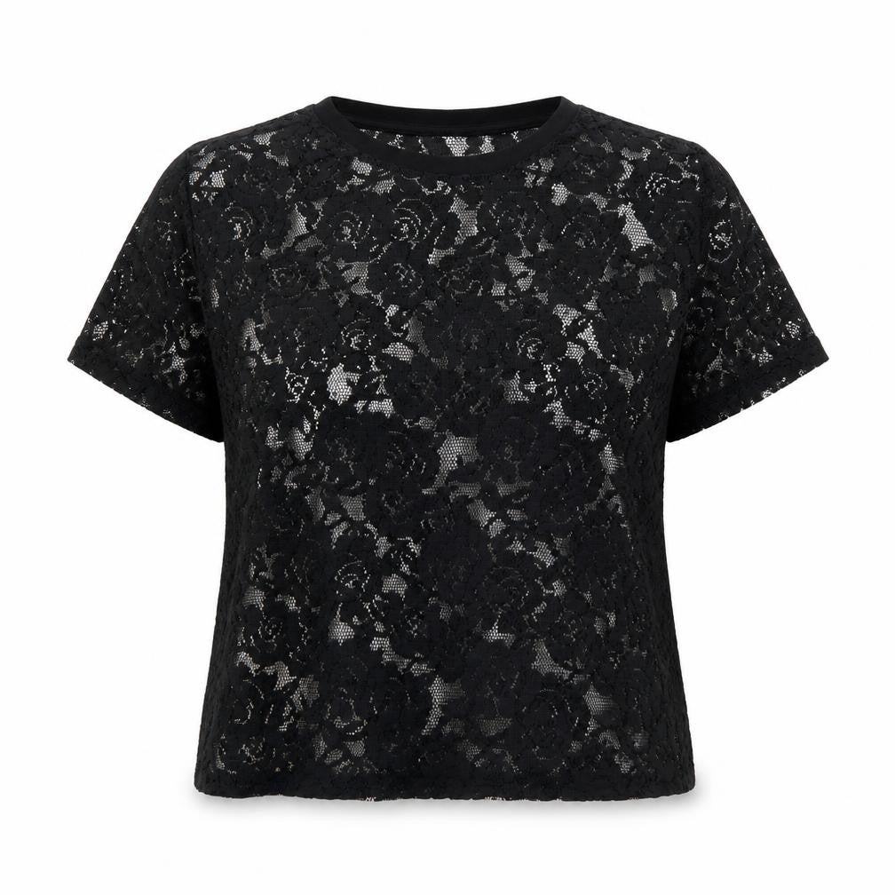 Front view of Atmosphere women’s black floral basic blouse, size UK 12