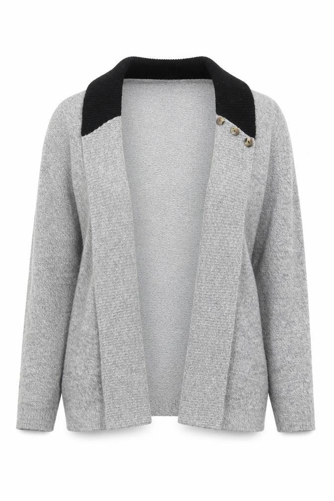 Classic Womens Grey  Knit Cardigan Jumper Size S
