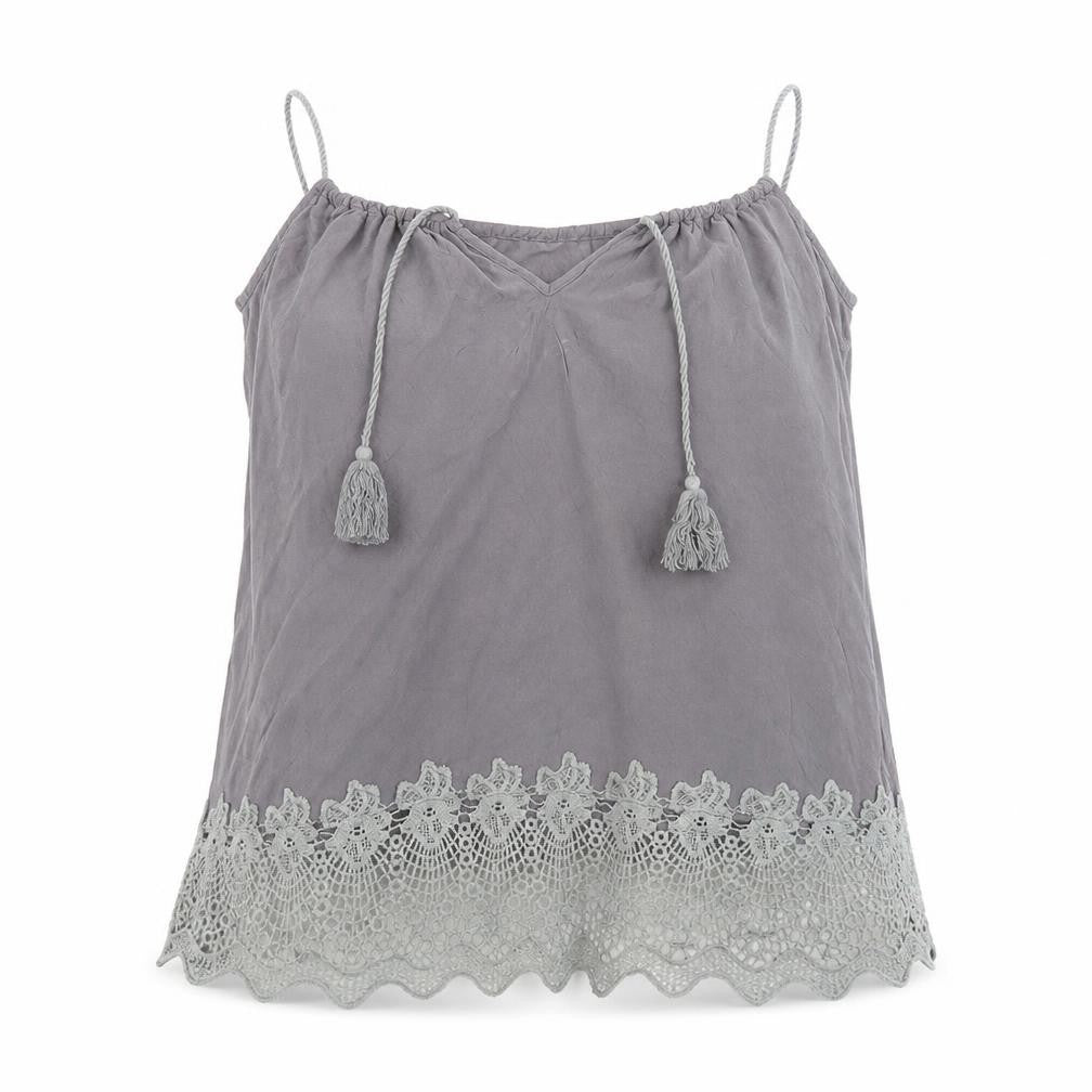 Front view of SHEILAY women’s grey basic tank, size M