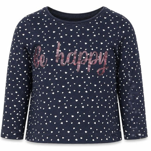 Primark Girls Blue   Basic T-Shirt Size 18-24 Months  - Be Happy Love Hearts