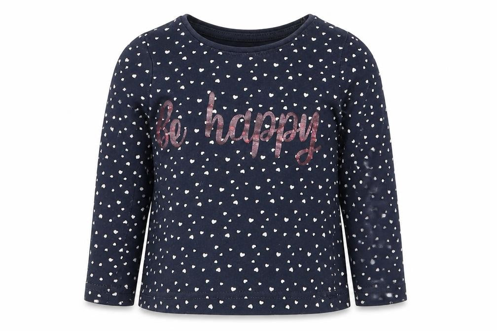 Primark Girls Blue   Basic T-Shirt Size 18-24 Months  - Be Happy Love Hearts
