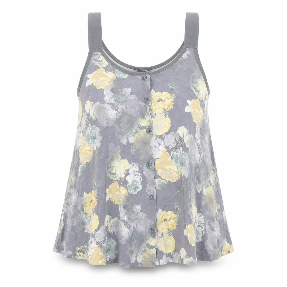 Front view of Next women’s grey floral basic tank, size UK 12