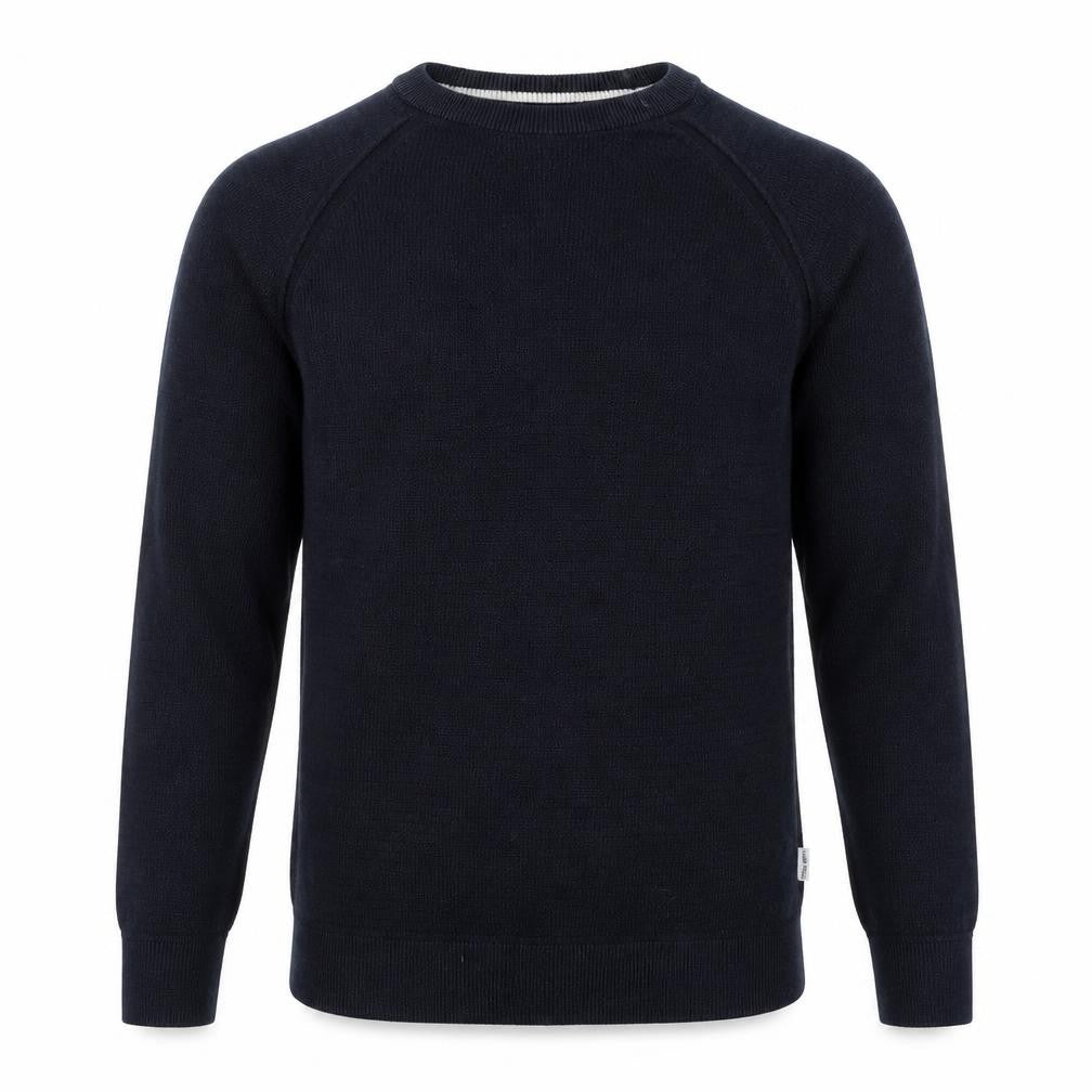 Front view of Peter Werth men’s blue knit jumper, size S