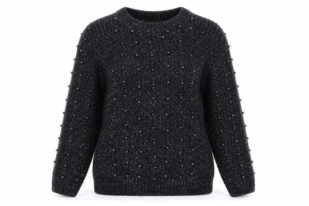Front view of Papaya women’s black knit jumper, size S