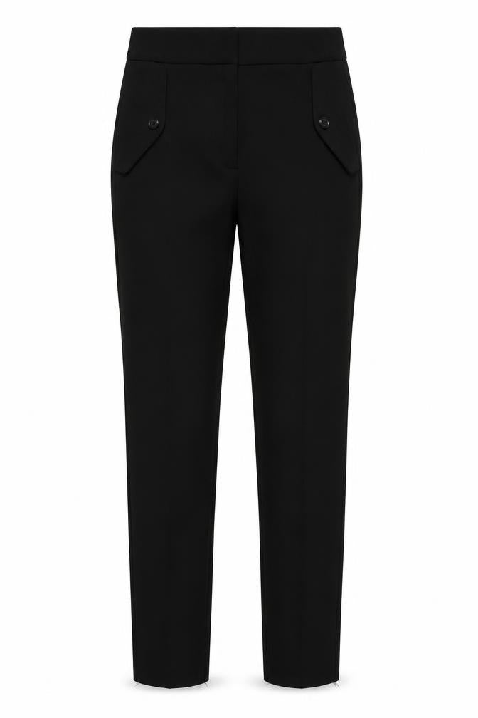 Front view of H&M women’s black trousers, size UK 8, 28-inch leg