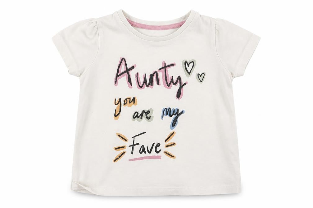 Front view of Nutmeg girls’ white basic t-shirt, size 2-3, years