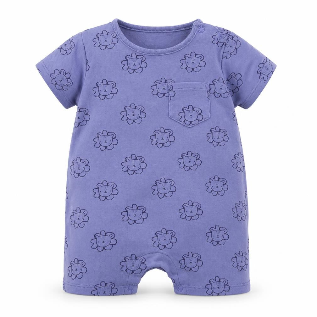 F&F Girls Blue Geometric Jersey Babygrow One-Piece Size 9-12 Months  - Lion