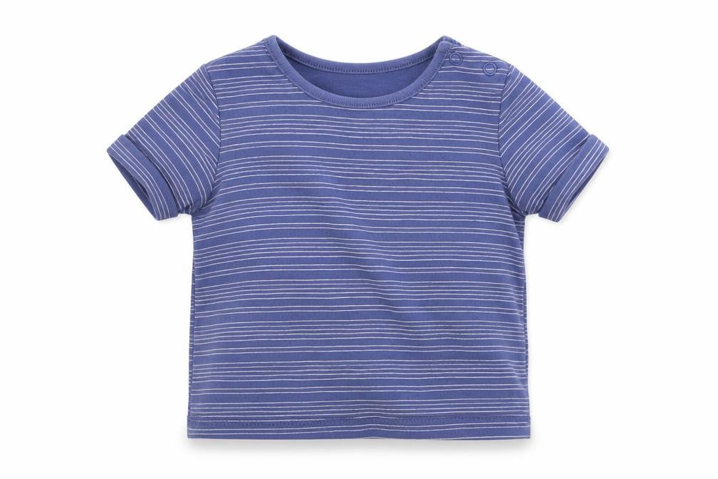 F&F Baby Blue Striped Jersey Basic T-Shirt Size 9-12 Months