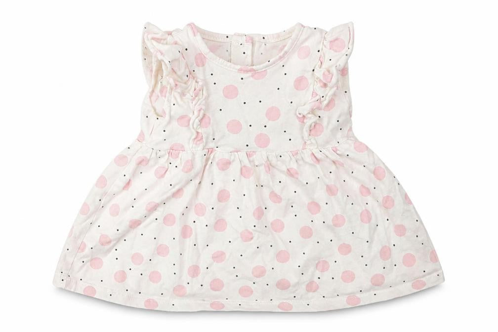 Front view of Matalan girls’ multicoloured polka dot fit & flare size newborn