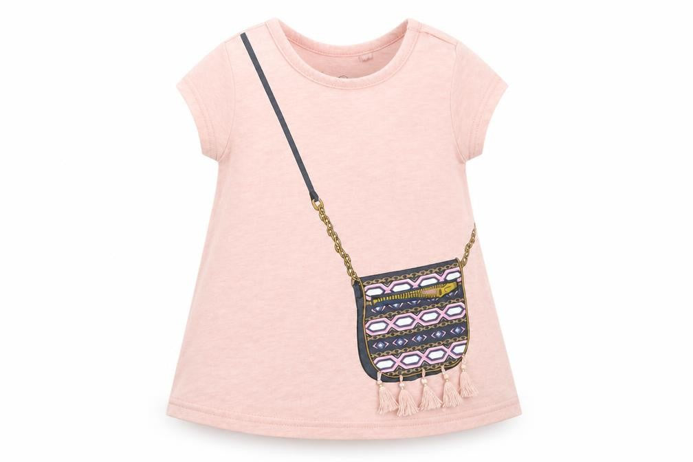 Front view of Preworn girls’ pink basic t-shirt, size 24, months