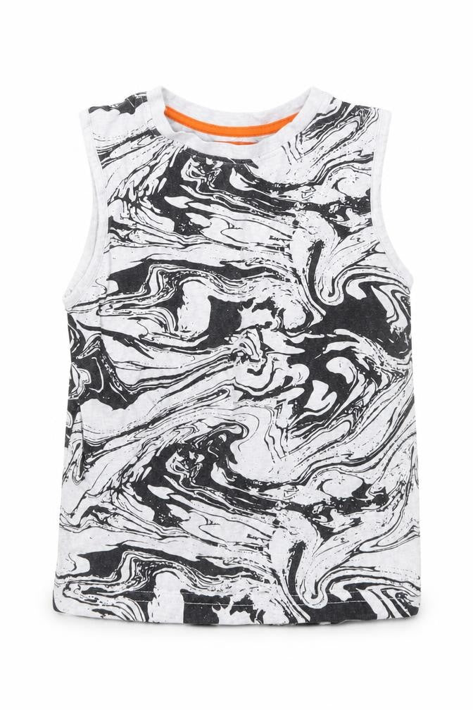Front view of F&F boys’ grey geometric basic t-shirt, size 6-7, years
