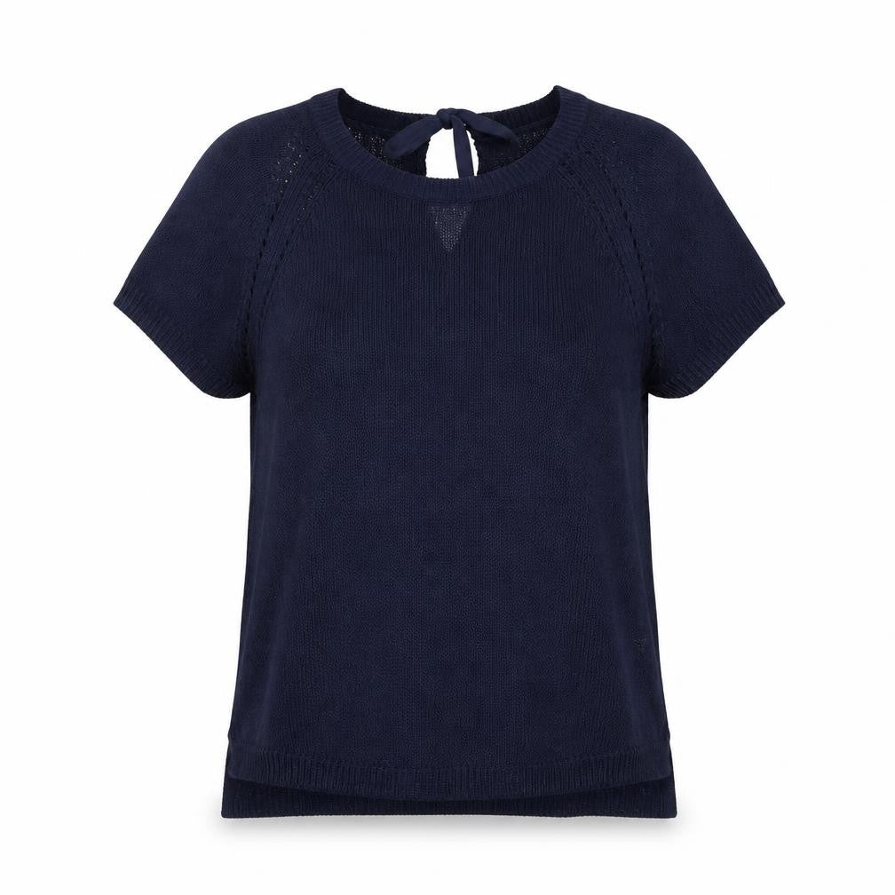 Front view of Tu women’s blue knit jumper, size UK 16