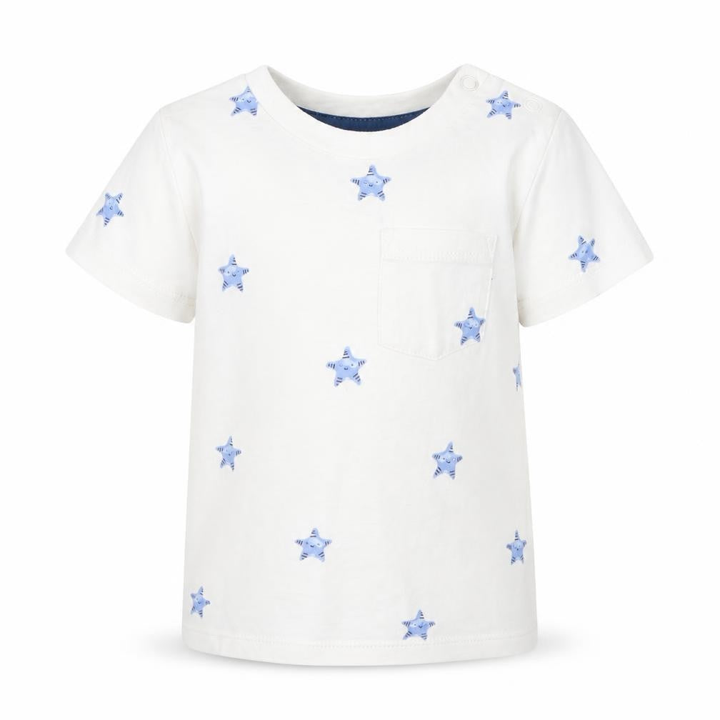 F&F Baby White Polka Dot  Basic T-Shirt Size 6-9 Months  - Starfish