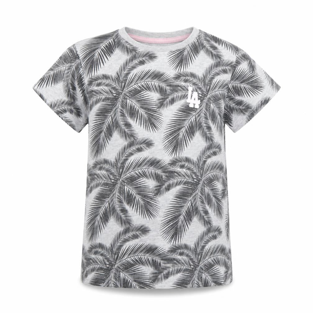 Front view of Matalan girls’ grey floral basic t-shirt, size 6, years