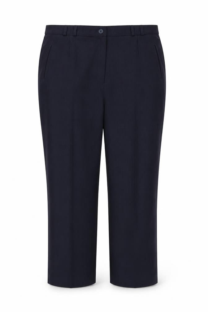 Front view of Berkertex women’s blue trousers, size UK 16, 28-inch leg