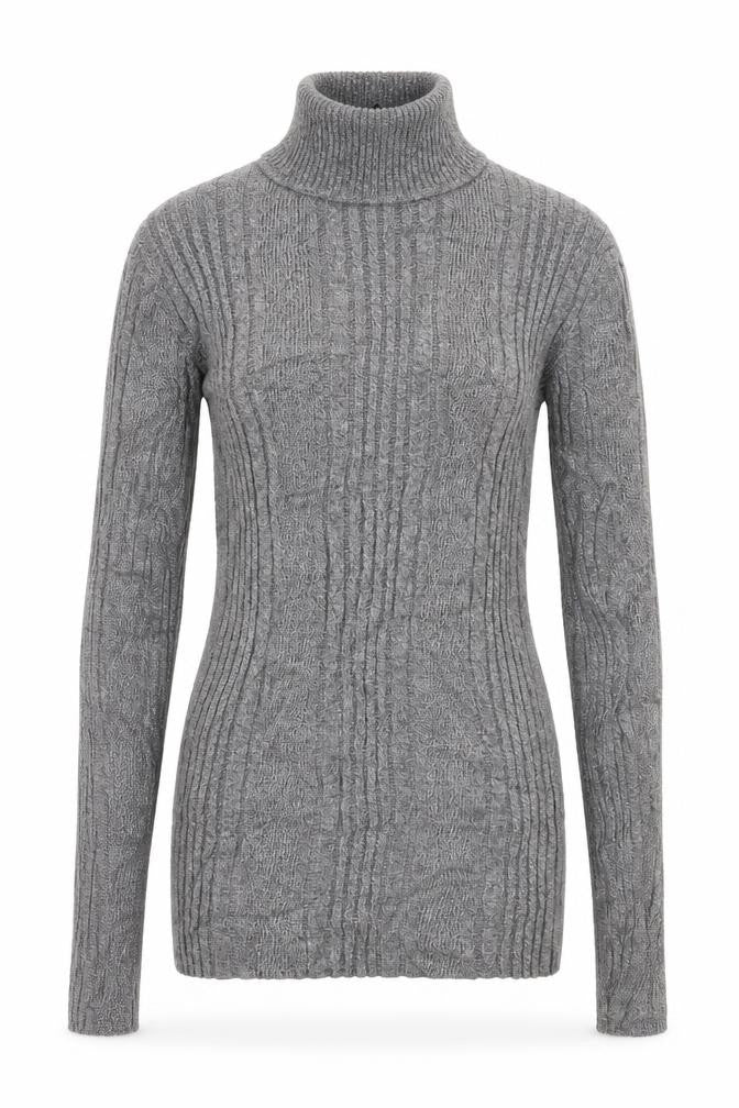 Front view of Marks & Spencer women’s grey knit jumper, size UK 12