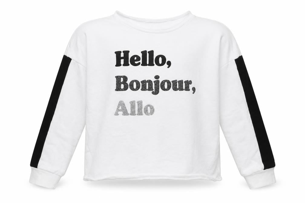 Front view of Very girls’ white pullover sweatshirt, size 9, years