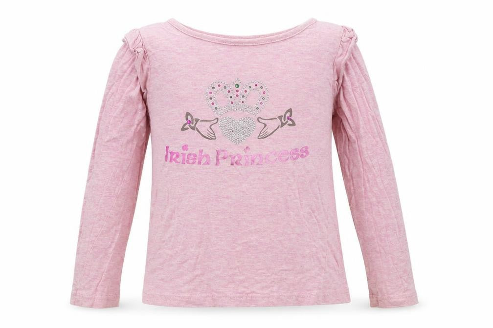 Front view of Irish Princess girls’ pink basic t-shirt, size 3-4, years