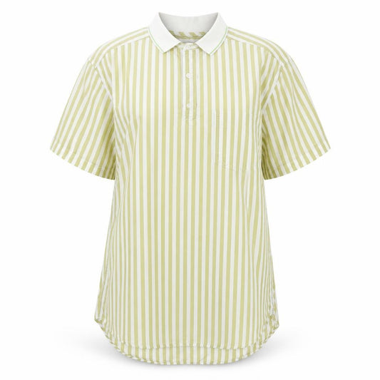 Front view of Stefanel girls’ green striped tunic t-shirt, size L