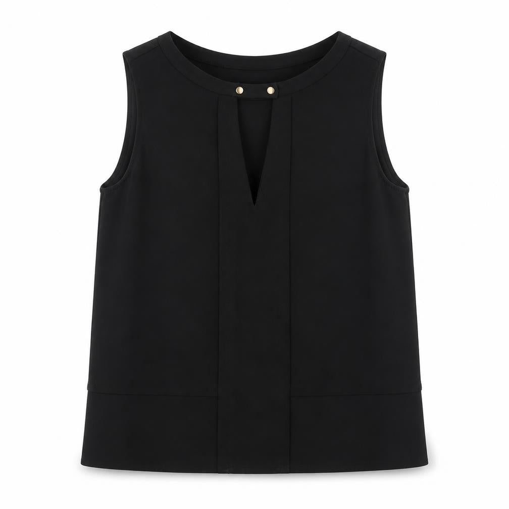 Front view of Zara women’s black basic blouse, size S