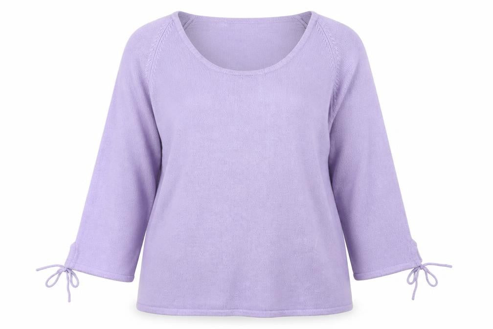 Front view of Alibi women’s purple jumper, size UK 18