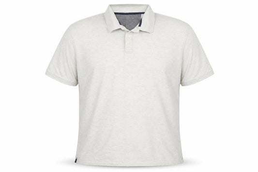 Front view of Modern Essentials men’s beige polo, size 2XL