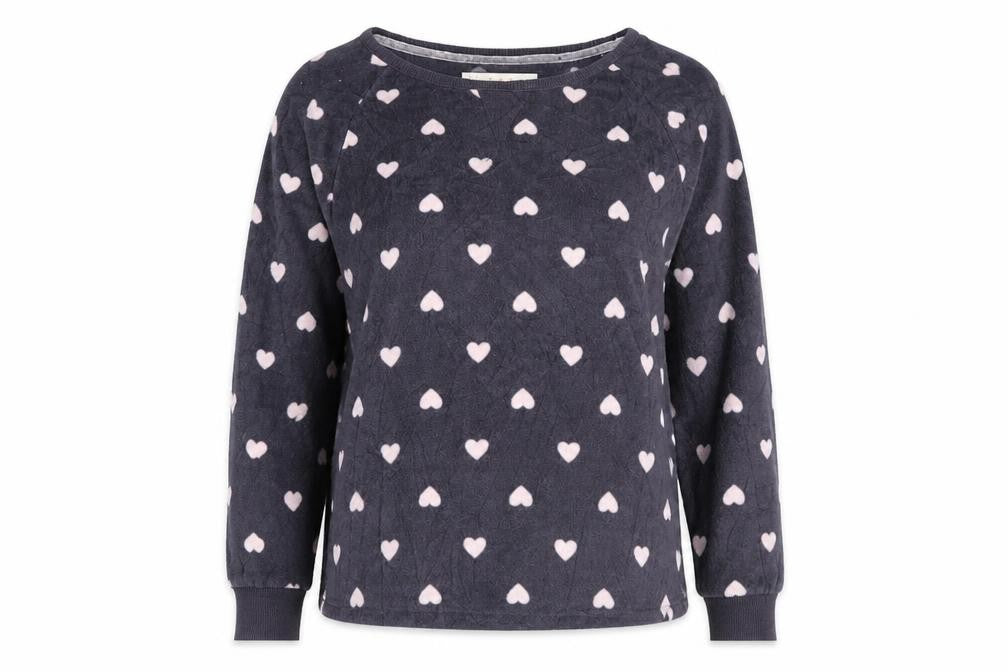 Front view of Debenhams women’s blue jumper, size UK 12, - pj top