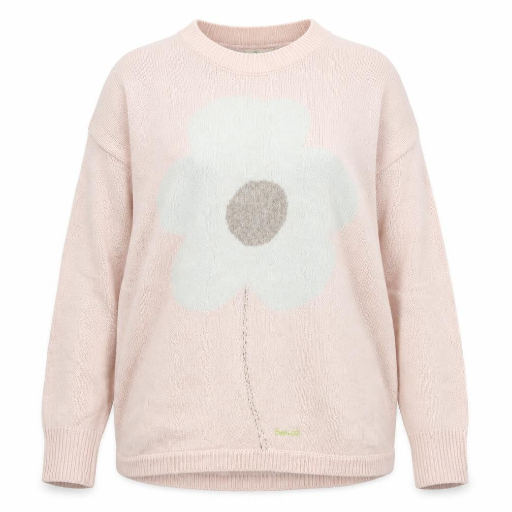 Front view of Megurumi Reiu women’s pink floral jumper, size M
